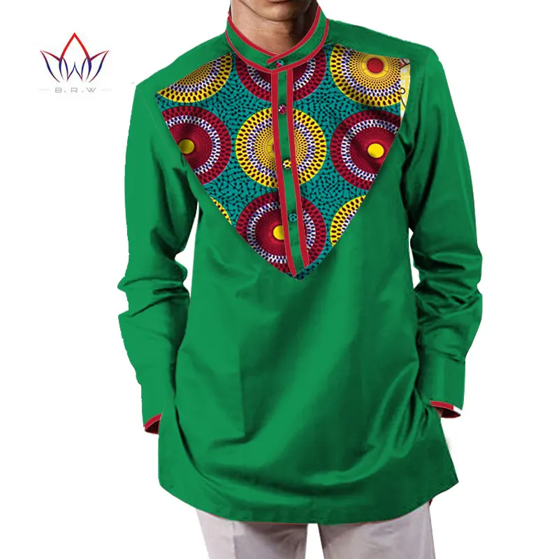 Летняя мужская африканская одежда dashikis camisa masculina батик Печать Топы мужские натуральный хлопок рубашки BRW WYN232