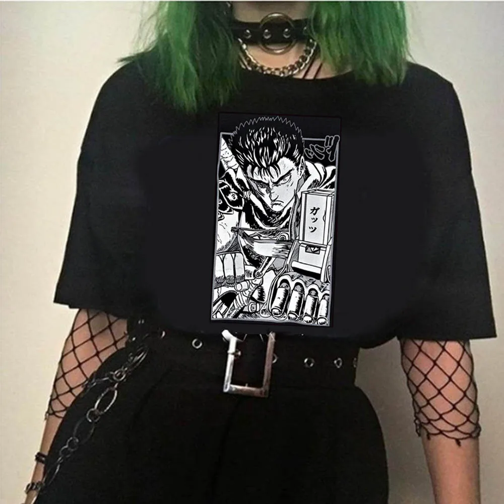 

Japanese Anime Short Sleeved T-shirt Loose Harajuku Berserk Guts T-shirt Summer Unisex