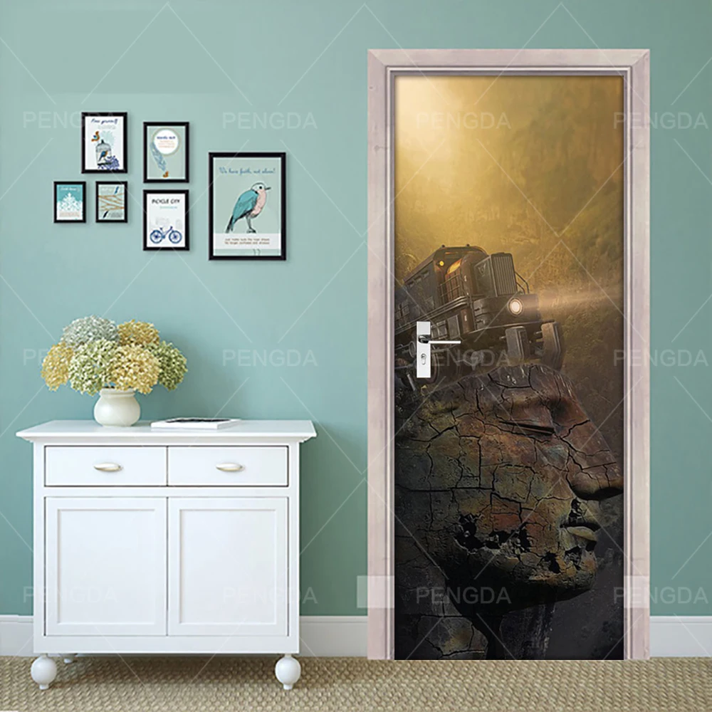 DIY ремонт росписи Водонепроницаемый обои с поездом печати Декор Стикеры