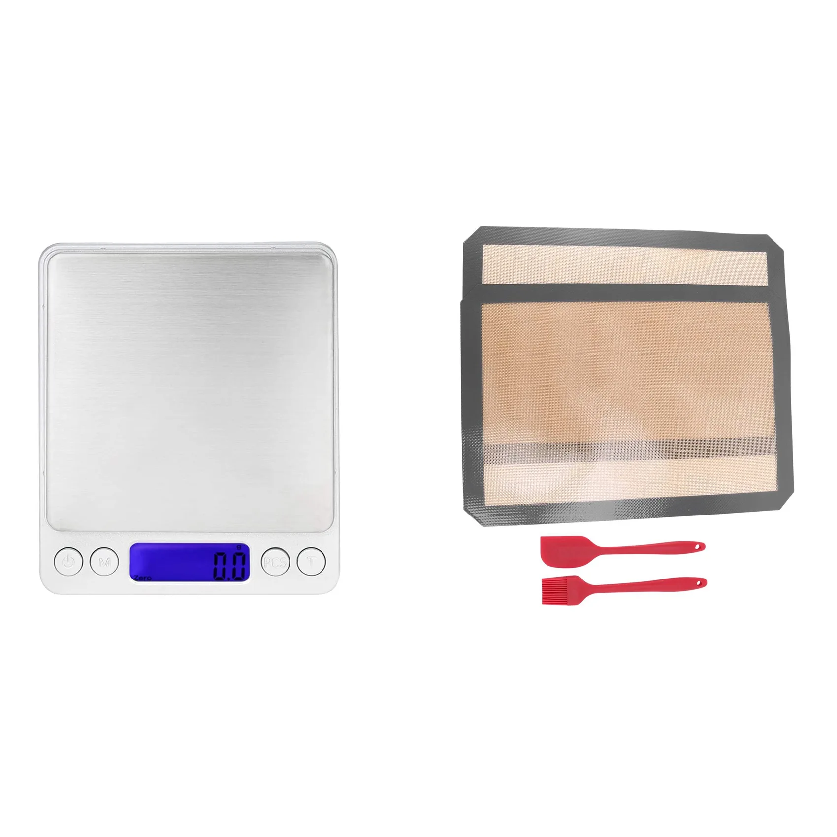 

1 шт. цифровые кухонные весы ЖК-дисплей с подсветкой с лотком и 1 набор силиконовый коврик для выпечки с антипригарным вкладышем