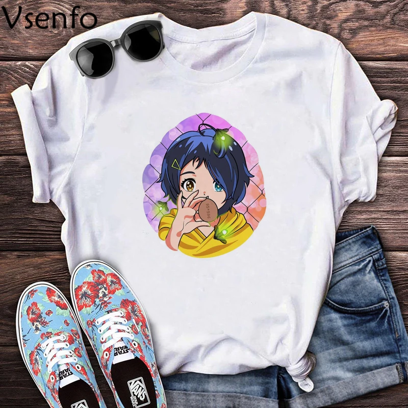 

Wonder Egg Priority Momoe Sawaki Ai Ooto Rika Kawai Women's T-shirt Harajuku Cartoon Graphic T Shirts Janpan Anime Woman T Shirt