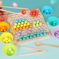 kids montessori wooden toys hands brain training clip beads chopsticks beads toys early educational puzzle board math game toys