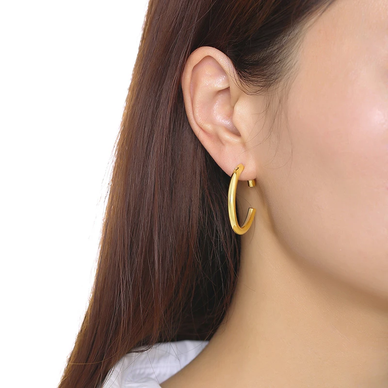 Серьги с половиной обруча для женщин из нержавеющей стали - Цена: 0