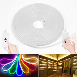 Гибкая светодиодная Светильник та 12 В сенсорный или ручной датчик развертки Водонепроницаемая светодиодная неоновая лента 1 м 2 м 3 м 4 м 5 м теплый белый красный зеленый синий розовый