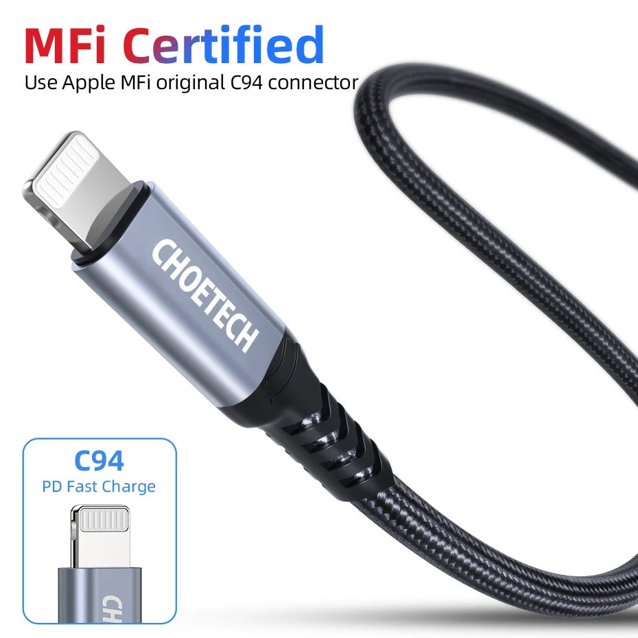 CHOETECH MFi usb type C для Lightning Кабель для iPhone 11 Pro X XS 8 PD18W быстрый USB C зарядный кабель для передачи данных для Macbook USB шнур зарядка для айфона кабель iphone