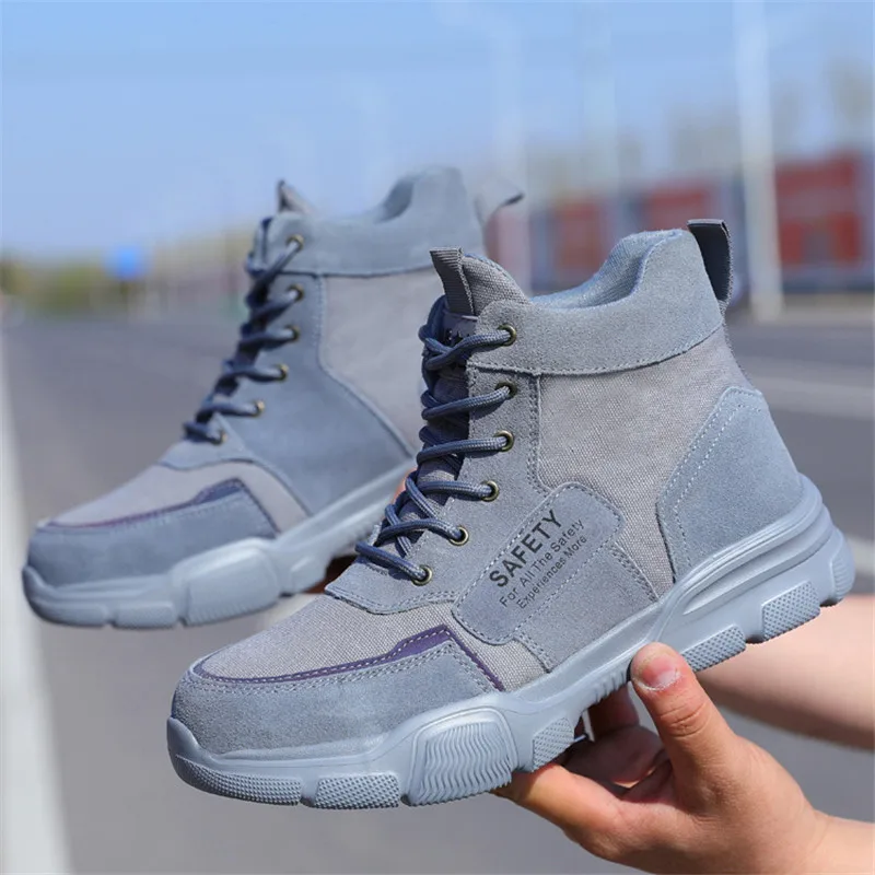 

2021 Summer Mens Work Safety Shoes Indestructible Anti-Smashing Steel Toe Lightweight Breathable Sneakers Fashionable Work Boots