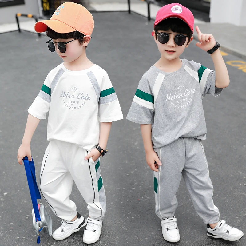 

Ropa De Niños 2 A 8 Años Boy Summer White Fashion O-neck Boutique Two Piece Sets Teen Christmas Clothes одежда для подростков