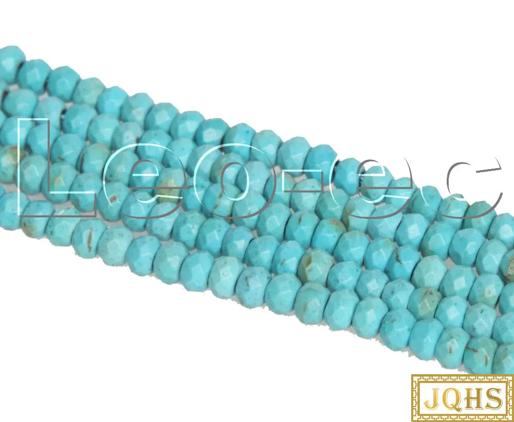 

5psc 2X4mm Faceted Rondelle blue Turquoise Gems Loose Beads for Jewelry Making Strand v1721