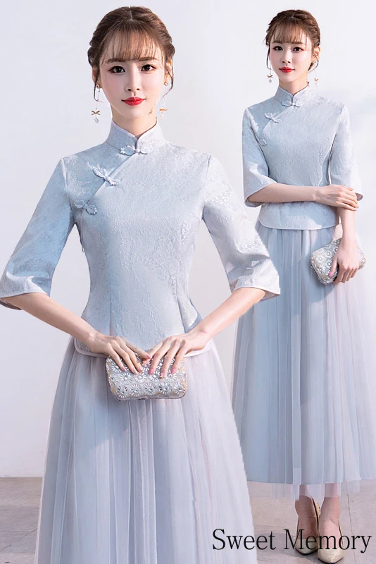 

Bride Sister 2021 Girl Pink Gray Dress Sweet Memory 2 Pcs Set Vintage Gown Marriage Party Evening Dresses Woman Vestido Clothes