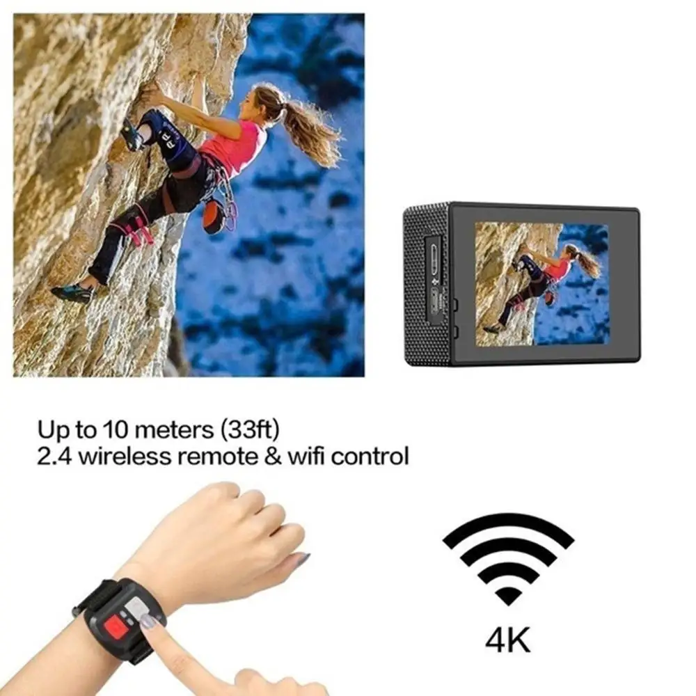 Скидка Спортивная Экшн-камера Ultra HD 4K, видеокамера с Wi-Fi, видеорегистратором 16 Мп, уличная водонепроницаемая для подводной съемки велосипеда