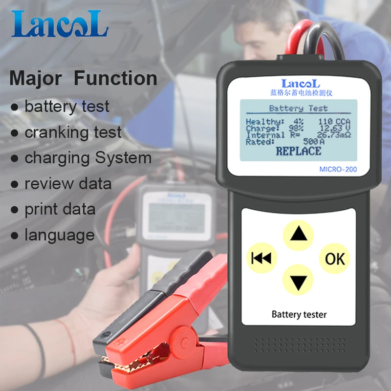 Professional diagnostic tool Lancol Micro 200 Car Battery Tester Vehicle Analyzer 12v cca battery system tester USB for Printing |