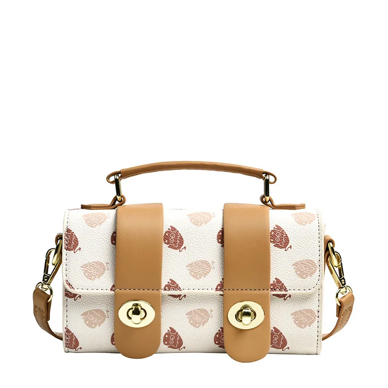 

Fashion Womens Handbags Spring New Double Button Eye Stereo Cylinder Printed Shoulder Bag Urban Trend Women's Backpack Purses