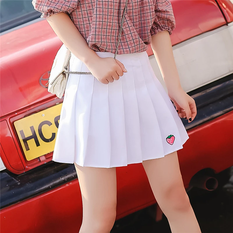 

College Style Girl Pleated Skirt Spring Summer Women Sweet High Waist A-Line Skirt Small Fresh All-Match Solid Lady Skirts