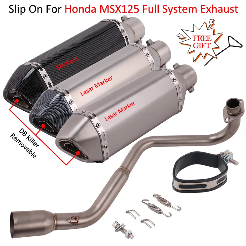 

Motorcycle Full Exhaust System Escape Modified Front Middle Link Pipe DB Killer Muffler 51mm Slip On For Honda MSX125 MSX-125