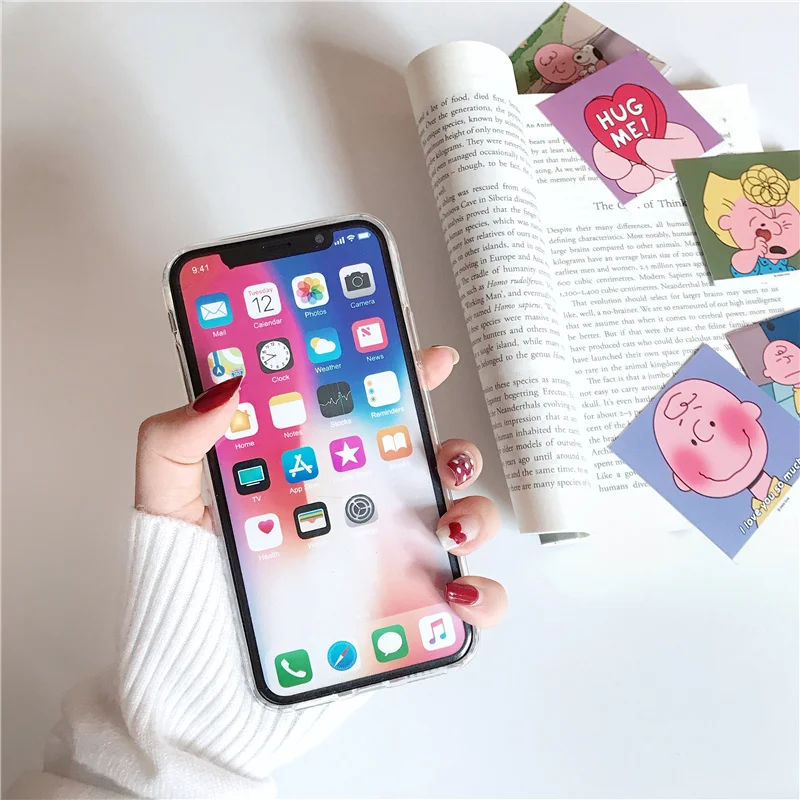 Милый аниме прозрачный Любовь Английский Телефон чехол для iPhone 8 7 6 6s Plus X XR Xs Max маленькая карта Charlie коричневый мягкий ТПУ задняя крышка