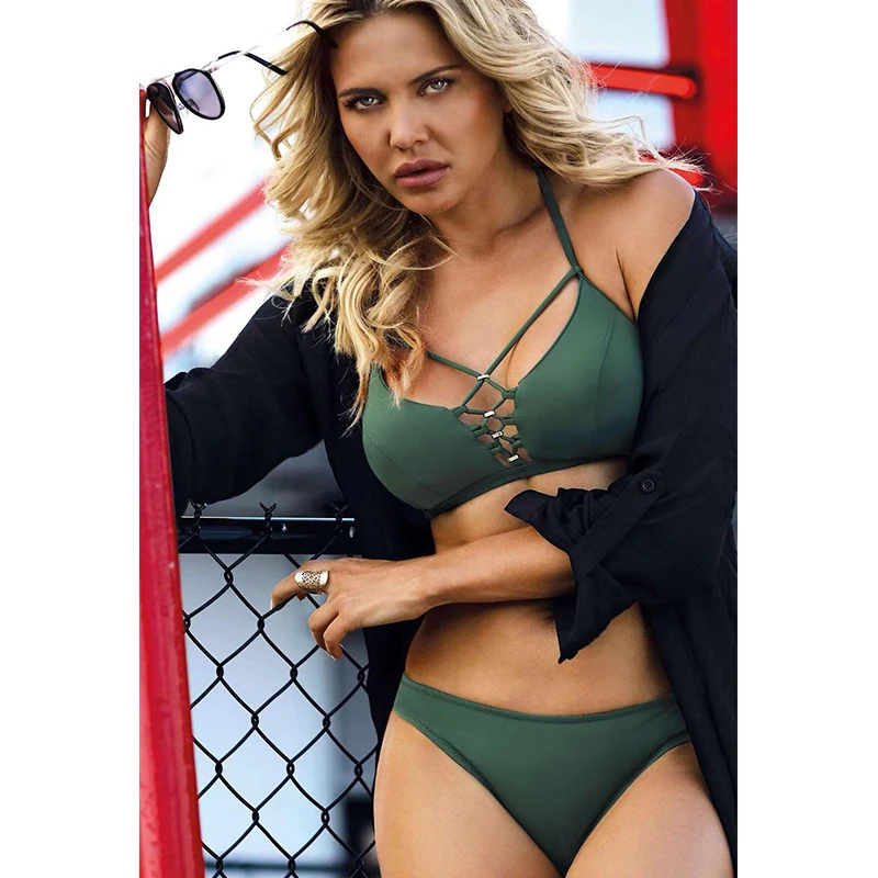 Женский сексуальный бразильский купальник с лямкой на шее комплект бикини из 2