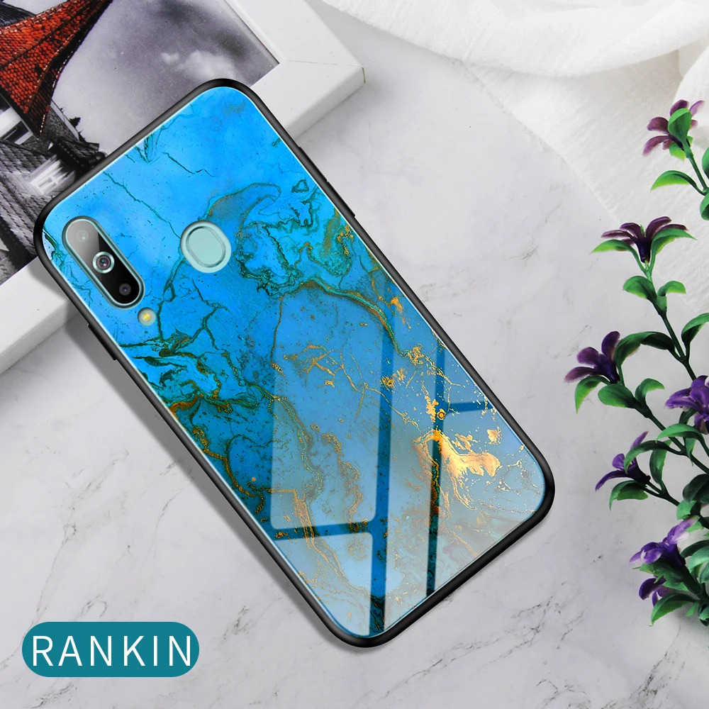 Для samsung A50 Стекло чехол закаленное Мягкий силиконовый чехол Крышка Мрамор принтом галактика A20E A10E A70 A60 A40 A30 A20 A10 Примечание 10 Pro