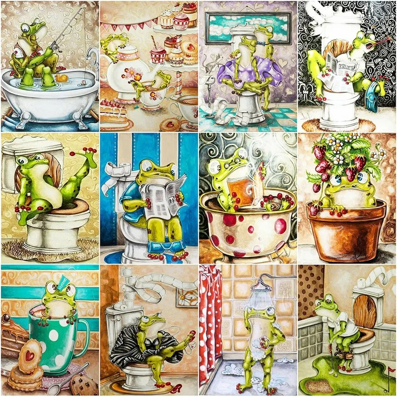 

Diamond Painting Kits Full Round With AB Drill Frog 5D Diamond Embroidery Animals Cross Stitch Art Mosaic Sale Home Decor Gift