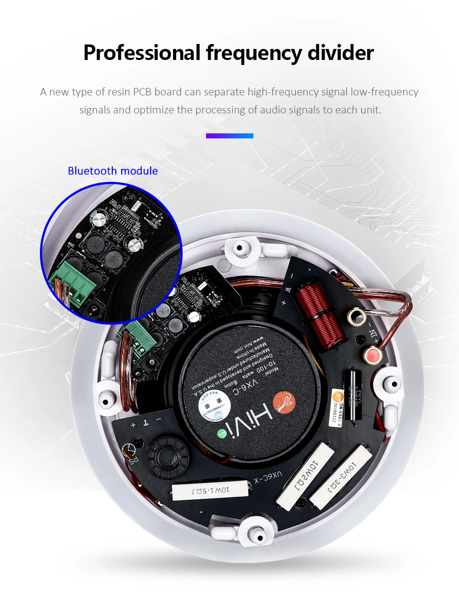 Oupushi VX6-C Bluetooth активный громкоговоритель PA звуковая система 6,5-дюймовый потолочный динамик Bluetooth для домашней музыки
