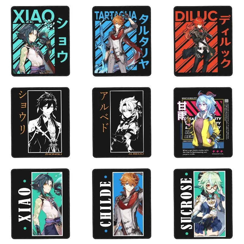 

Genshin Impact Xiao Mouse Pad Anti-Slip Rubber Mousepad With Locking Edge for Gamer Office Laptop Computer Anime Game Desk Mat