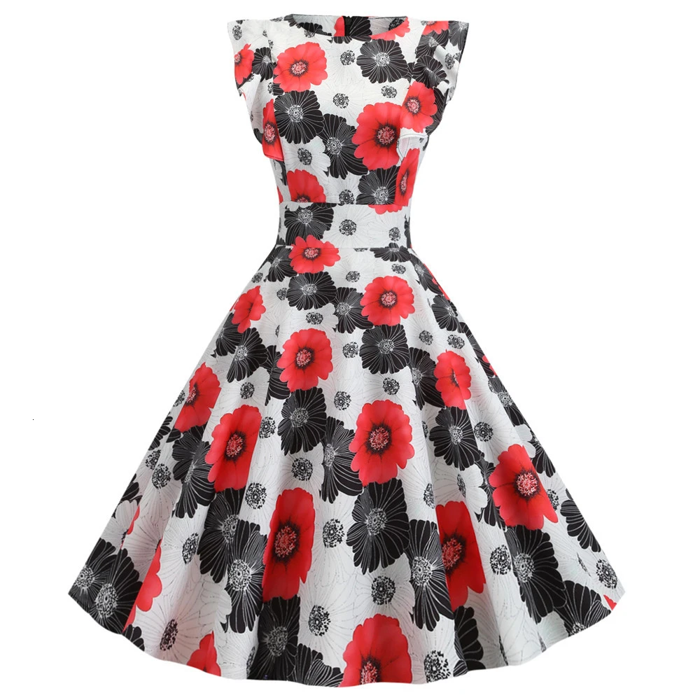 2019 цветочное летнее женское платье короткий рукав с круглым вырезом 50 х 60 Винтаж