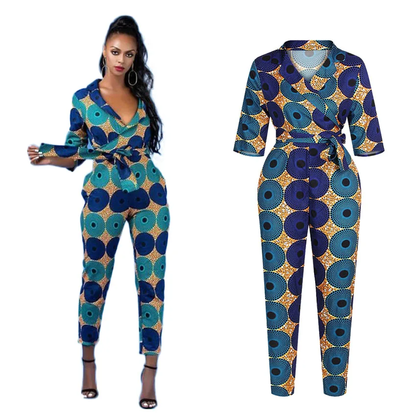 Женская одежда в африканском стиле с v образным вырезом комбинезон коротким
