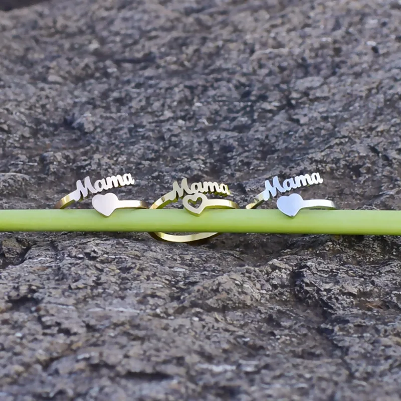 Кольцо женское из нержавеющей стали с надписью мама