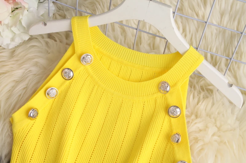 ALPHALMODA - женский джемпер без рукавов и шорты шикарный вязаный костюм ярко-желтый