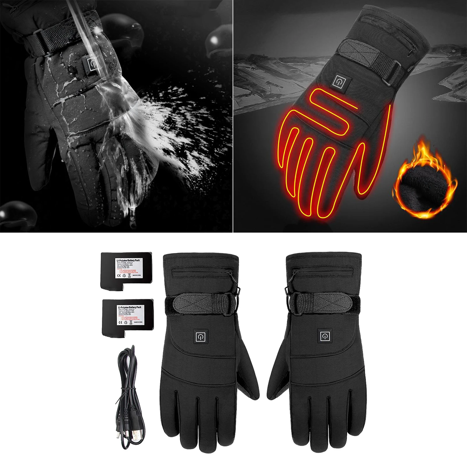 

Motorcycle Heated Gloves Winter Electric Heated Gloves Moto Touch Screen Battery Powered Motorbike Racing Riding Gloves