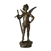 teen angel wings with sword bronze statue sculpture boy figurine art children gifts home decor