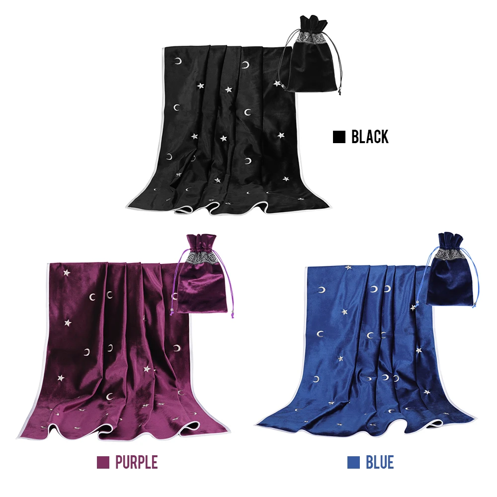 

Velvet Tarot Tablecloth With Bags Flocking Fabric Beautiful Stone Tarot Board Game Accessories By Hand Tarot Tablecloth