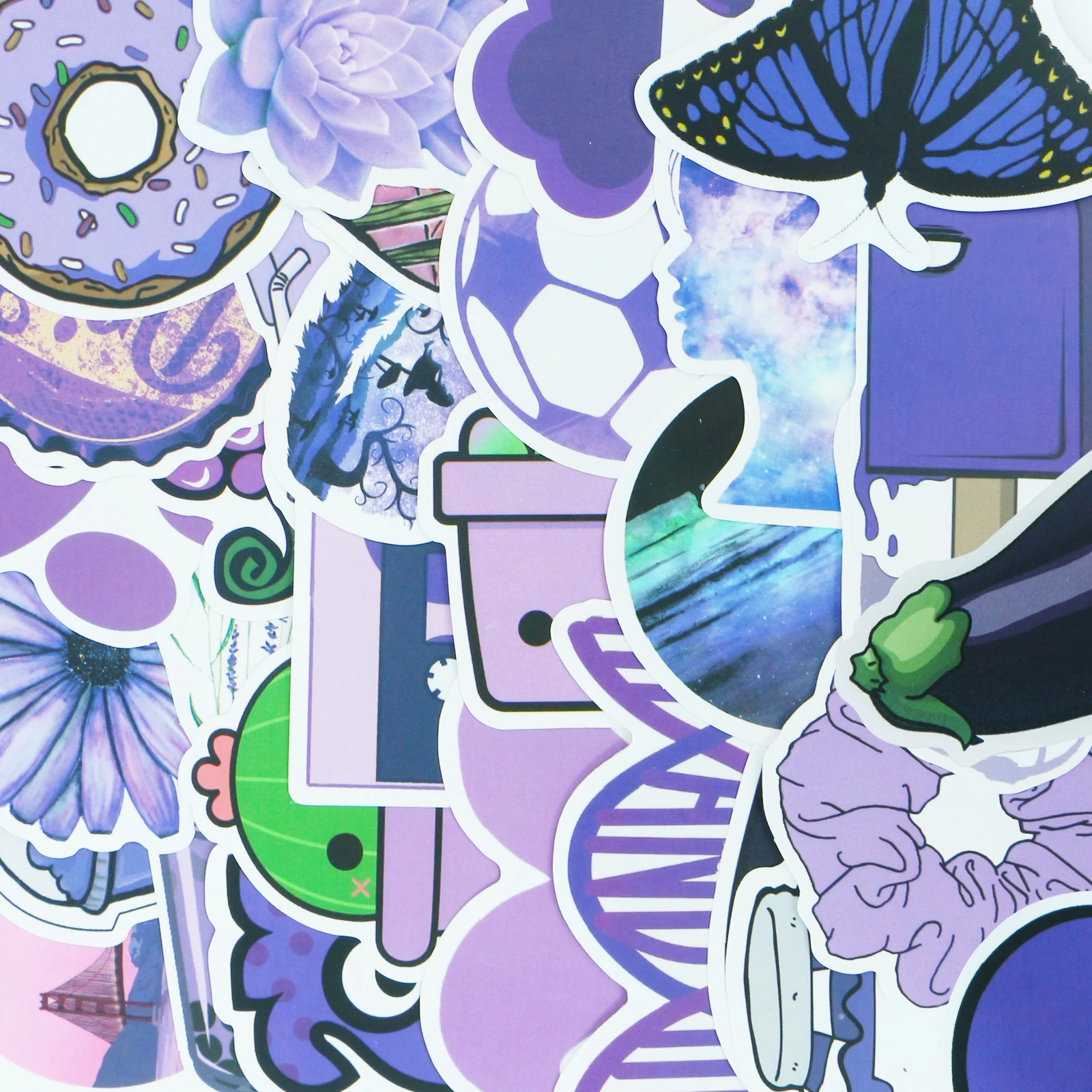 50 шт./лот милые фиолетовые наклейки забавная мультяшная аниме-наклейка для