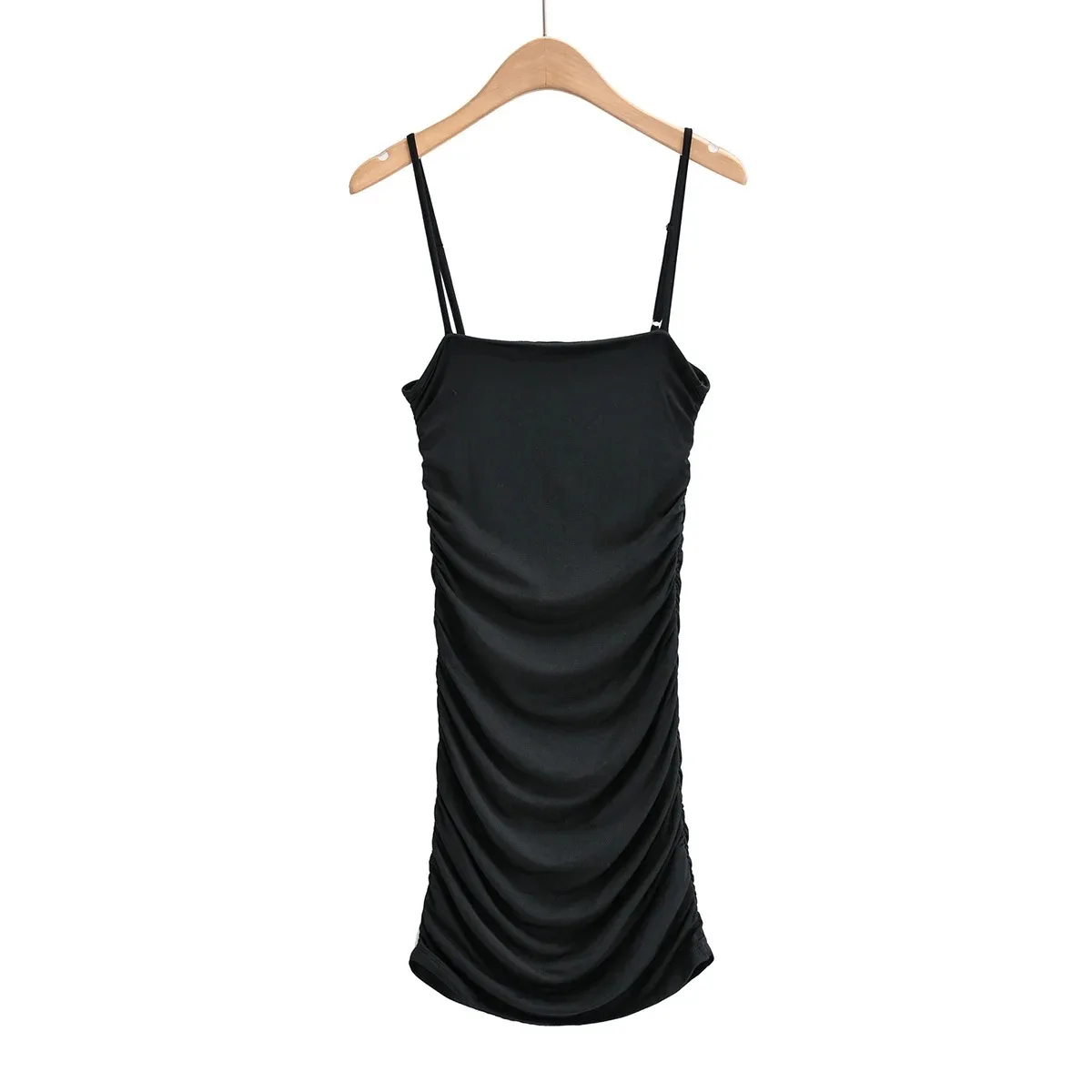

Summer Dress Sleeveless Sexy Dresses for Women 2021 Ruched Mini Dress Strapless Spaghetti Strap Dresses Slim Black Dress Blue