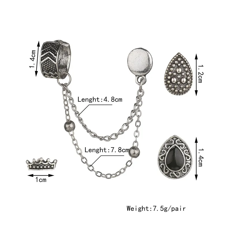 

Hip Hop Punk Metal Rock Hippie Bohemian Stud Earrings Multi-piece Set Personality Women's Holiday Gift Prom Jewelry Wholesale