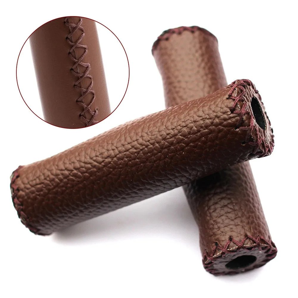 

Bicycle Retro Handle Bar Grip Road Folding Bike Soft Leather Grip Cover Hand Sewing MTB Bike Accessories