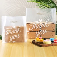 50pcs thank you plastic gift bags plastic with handle shopping bags christmas wedding party favor bag candy cake wrapping bags
