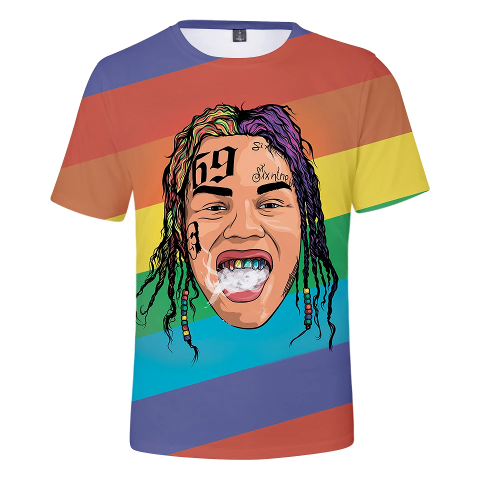 Футболка 6IX9INE для мужчин и женщин Повседневная Удобная рубашка с 3D рисунком