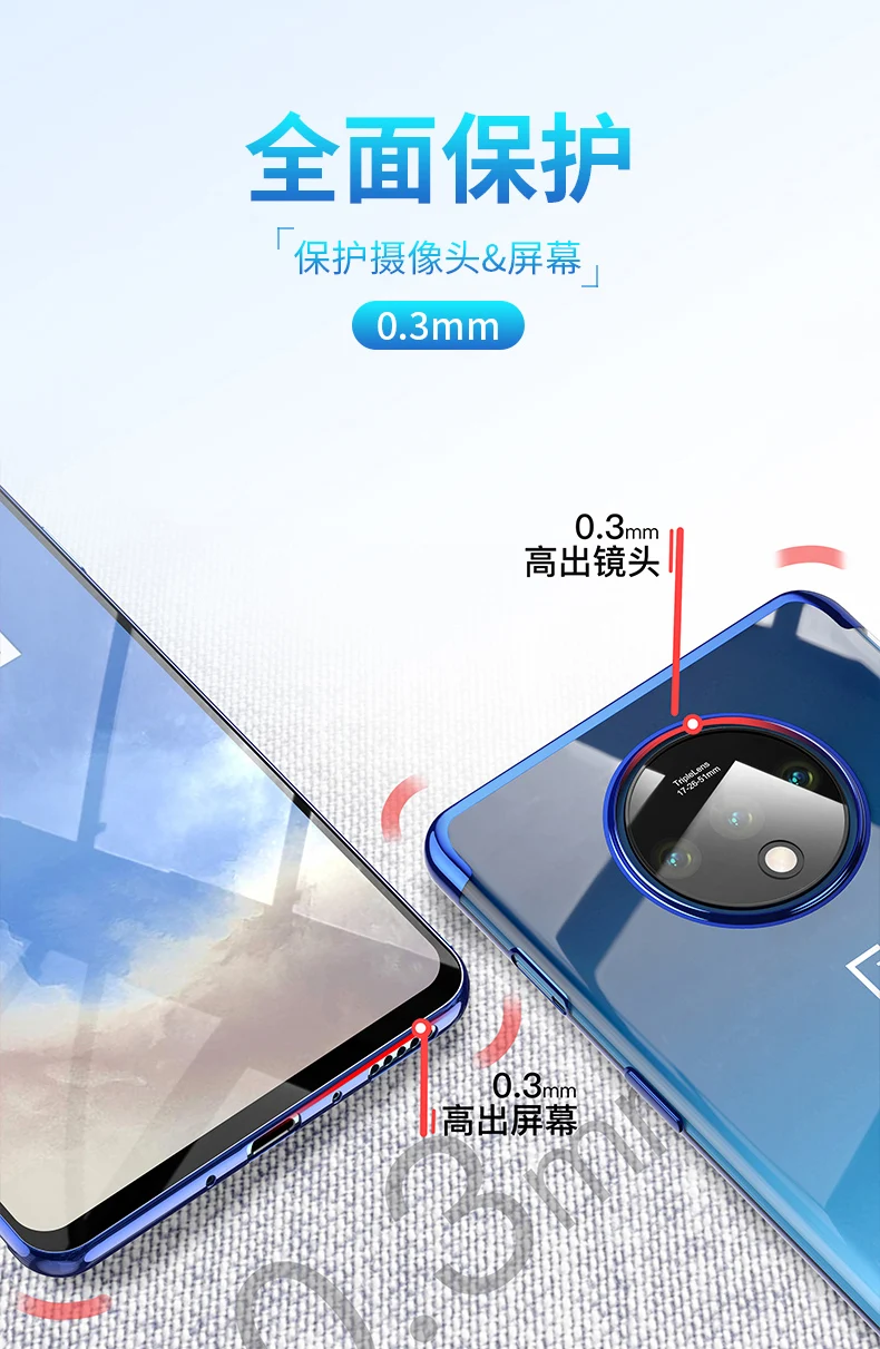 Для OnePlus 7T чехол мягкий тонкий из ТПУ покрытие прозрачный защитный на заднюю