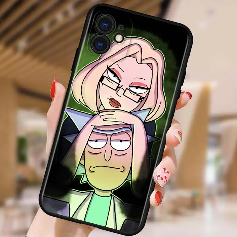 

Ricks Anime Mortys for Apple iPhone 12 Pro Max Mini 11 Pro XS Max X XR 6S 6 7 8 Plus 5S SE2020 Black Phone Case