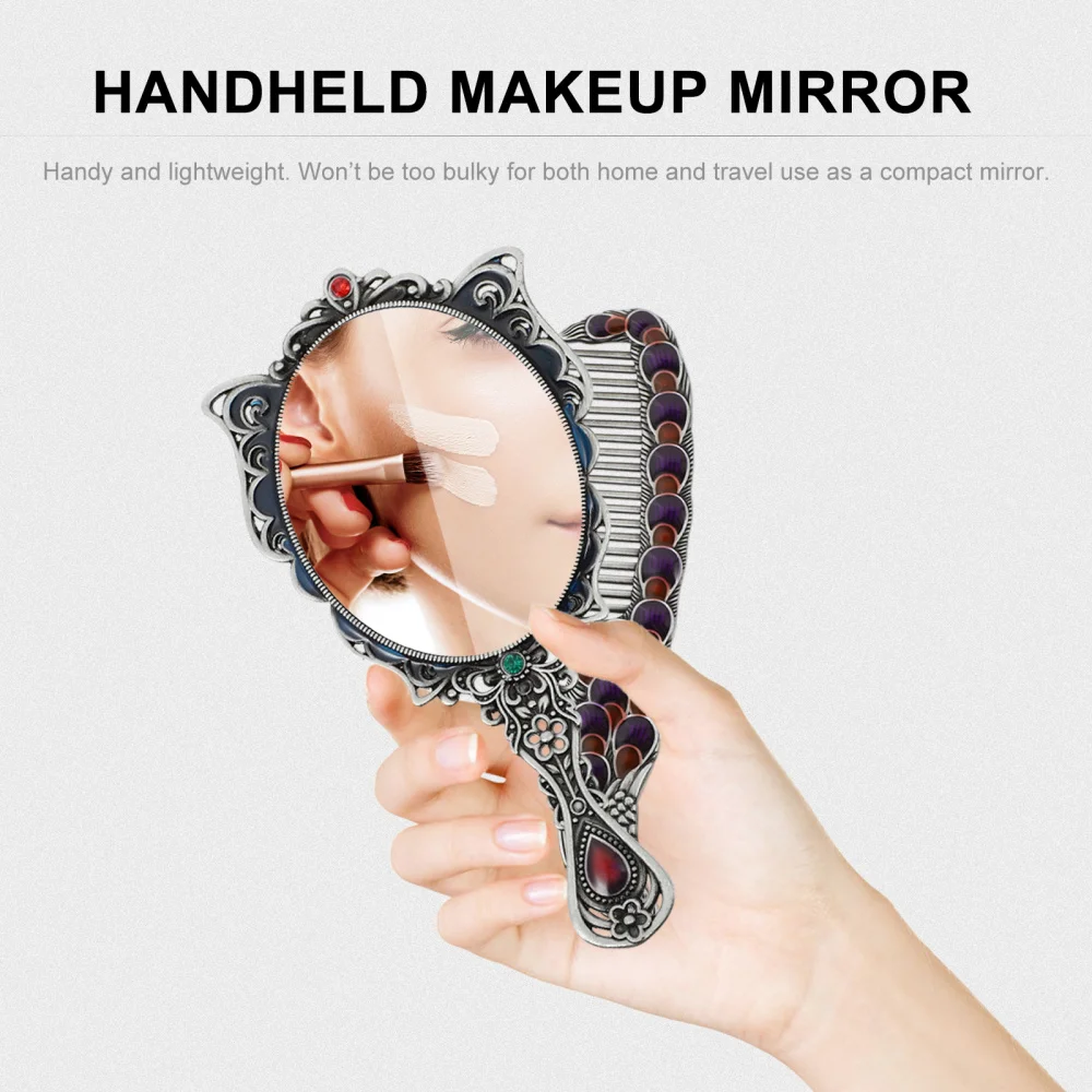 

Retro Style Handheld Mirror With Comb Royal Makeup Mirror Vanity Mirror