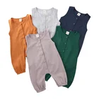 Комбинезон детский, хлопковый, без рукавов, с круглым вырезом, на возраст 0-24 месяцев