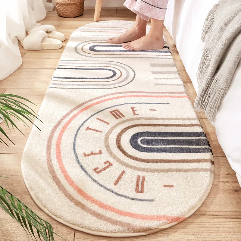 

New Modern Geometry Soft Long Carpet Bedroom Bedside Non slip Tatami Floor Mat Cashmere Home Living Room Area Rugs