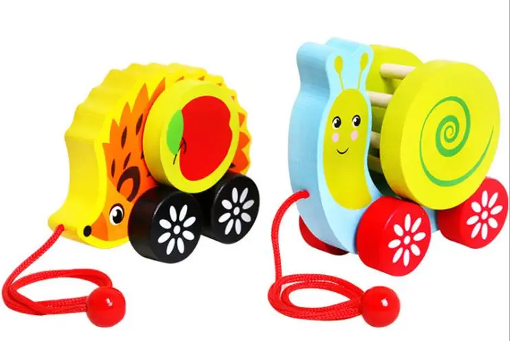 Деревянные блоки еж и искусство деревянные игрушки животных с шиной для детей