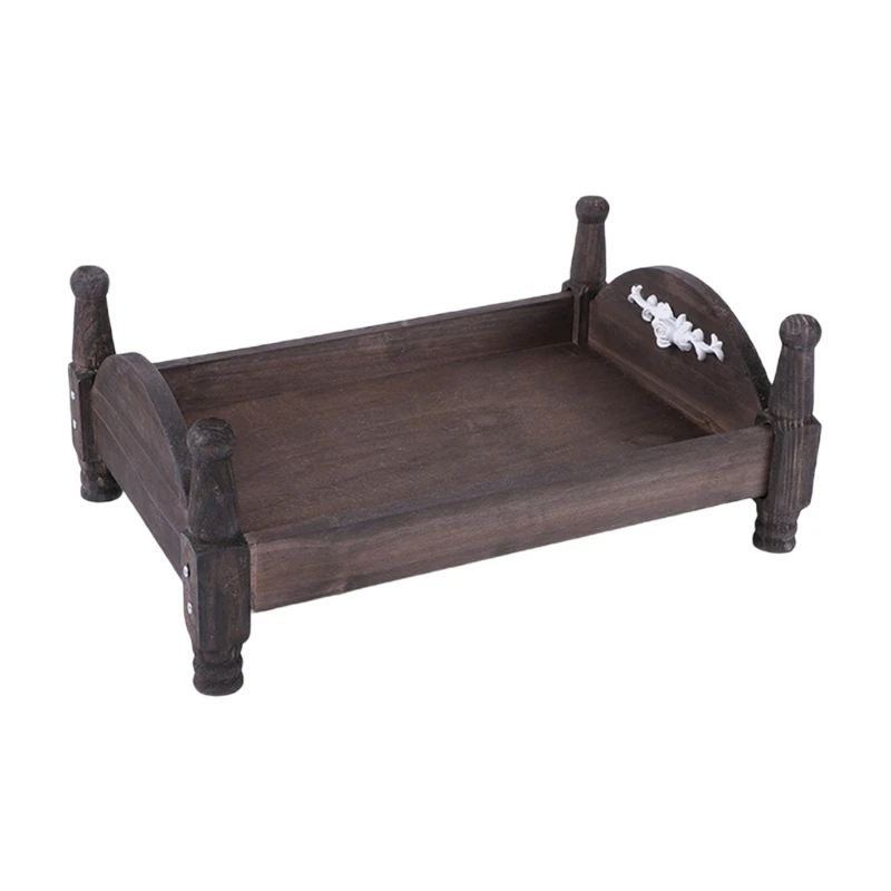 

Newborn Posing Detachable Mini Retro Bed Baby Photo Shooting Props Wooden Crib 54DF