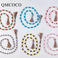diy new product colorful beads string hemp rope and wooden bead garland holiday creative fashion custom home decoration pendant