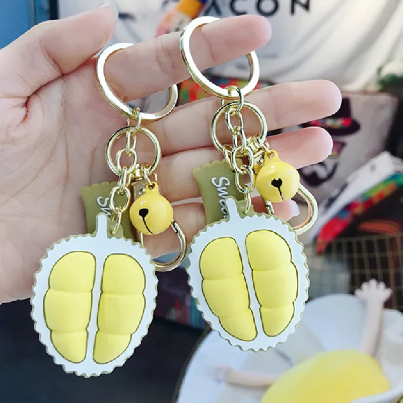 Корейский милый мультяшный ПВХ Durian Froot брелок для женщин трендовая Золотая