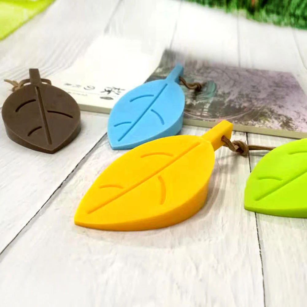 Leaves-Tope de puerta de silicona para ni&ntilde;os, anticarpeta, seguridad manual, tarjeta, colgante-2