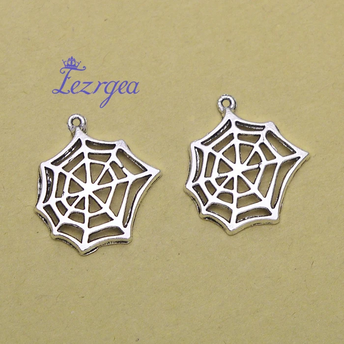 

20pcs/lot--25x23mm, cobweb chams, Antique silver plated cobweb spider halloween charms,DIY supplies, Jewelry accessories