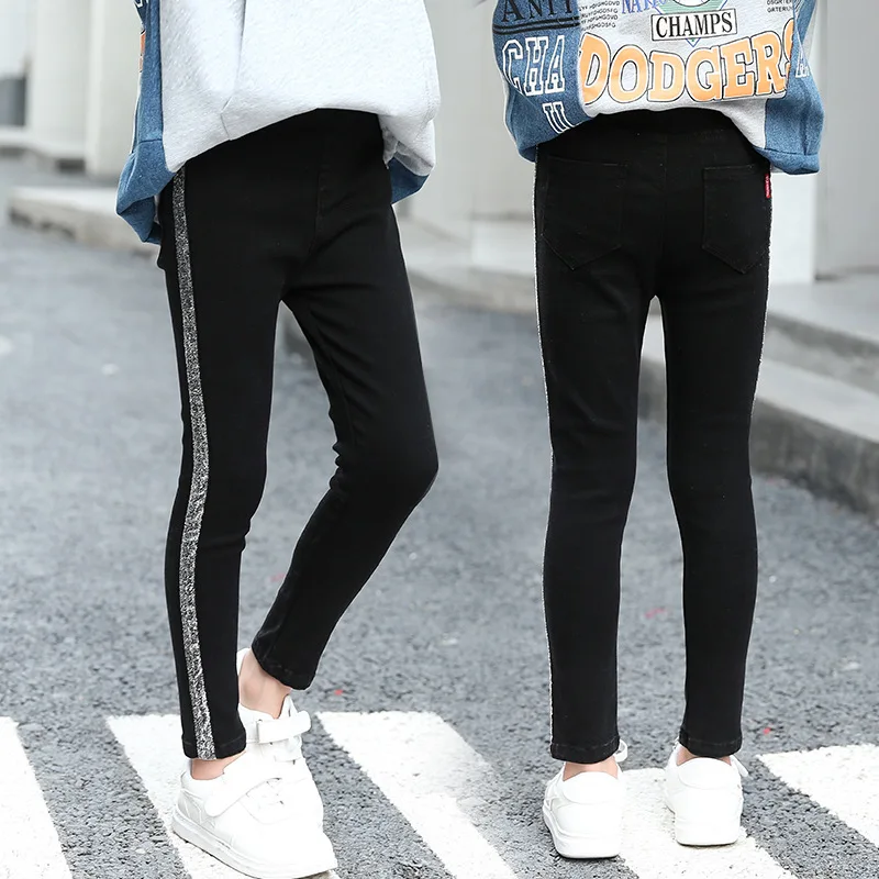 Леггинсы для девочек новинка весенне-осенние детские черные брюки-карандаш с