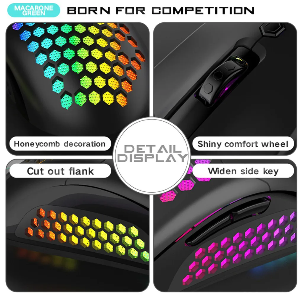

X2 12000DPI Dual Mode Wired/ Wireless Gaming Mouse 7 Key Hollow Out RGB Light Wireless Home Office Game Mice for PC Computer